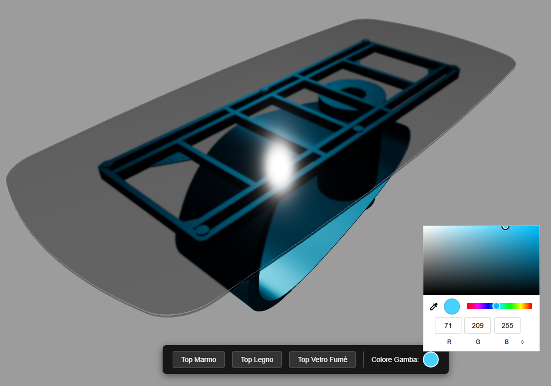 Anteprima Configuratore 3D Interattivo Tavolo Lemans